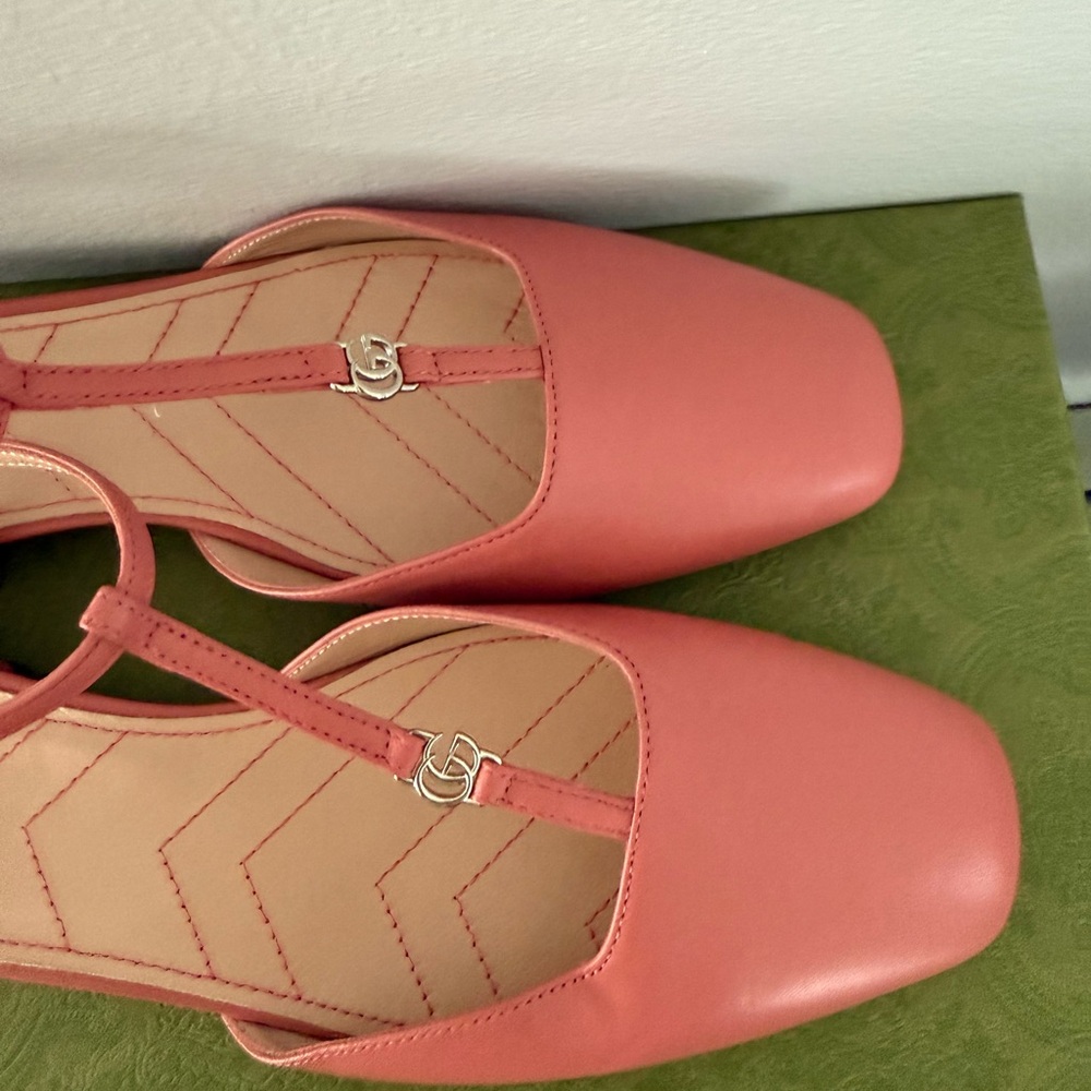 GUCCI Marmont Heel Size 38.5 US 8.5 T-Strap pink - Picture 5 of 9